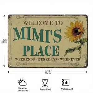 8x12" Retro Tin Wall Sign, Industrial Farmhouse Bathroom Decor, Vintage Home Office Metal Logo Art