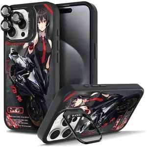 Anime Girl Motorcycle Phone Case, Biker Anime Protective For Samsung iphone 17/AIR 16 15 14 13 12 11 PRO PLUS MAX COOL Fashionable Tough Magnetic Durable Metal lens frame Film Bracket Stand Gift Full Protection Camera Holder Phone Cases Cover 11X-L1096