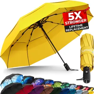 Tumella 9-Rib Solid Canary Yellow Umbrella Fiberglas