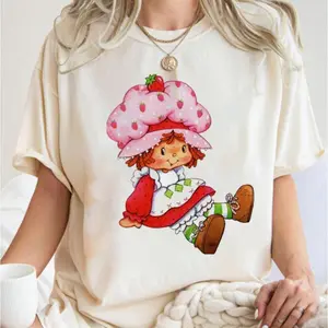 Strawberry cute girl Birthday TShirt, Bitty girls cake Shirt, Strawberry shortcake cartoon shirt Casual Comfort, Womenswear