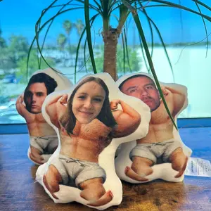 Personalized Mini Figure Face Pillow Custom Funny Face Cushion for Boyfriend 10 Inch Double Sided Heart Shape Made in USA Soft Touch Birthday Gift