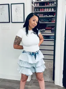 Aphrodite Women's High-Rise Triple-Tiered Elegant Fitted Cotton Mini Skirt - Minimalist, Chic, Basic Day Clothes, Machine-Washable Women's Bottoms, Mini Skirts, Aesthetic Skirts