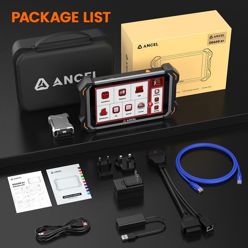 ANCEL DS600 BT OBD2 Scanner Full System Scan Tool with 34+Resets Bidirectional ECU Online Coding FCA SGW AutoAuth VAG Guide CAN FD/DOIP