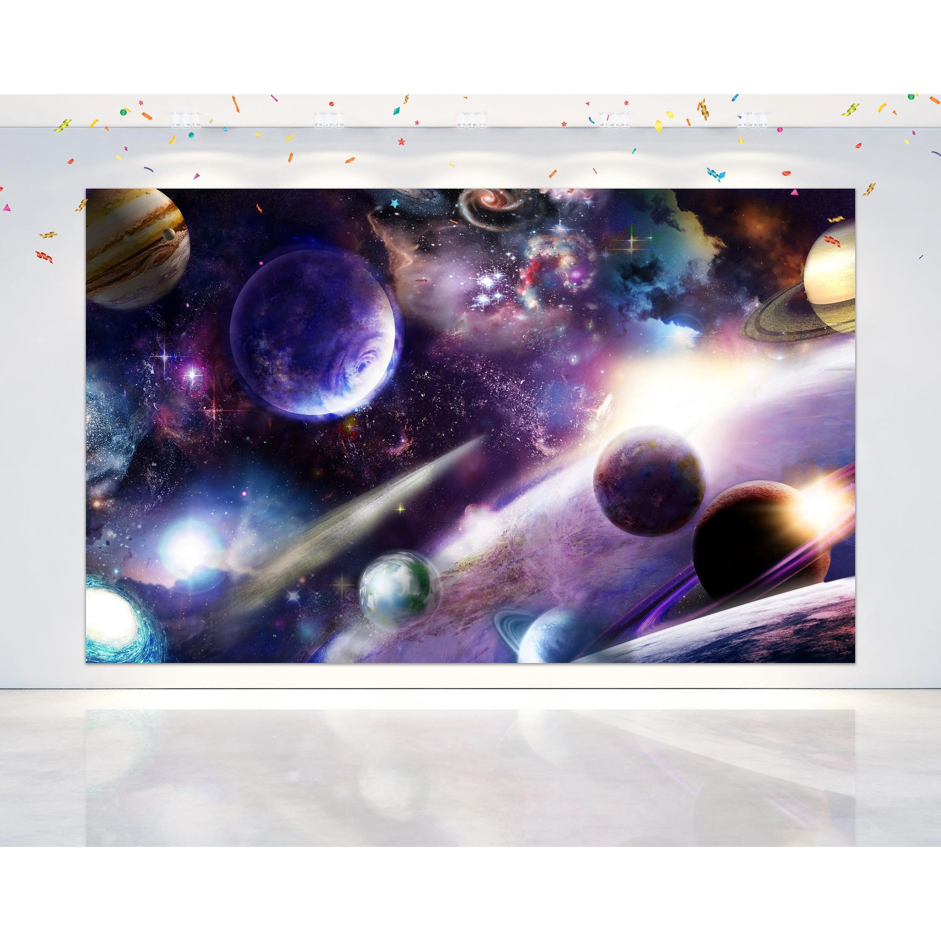 Space Birthday and Baby Shower Backdrop 5x3 FT