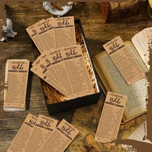 200 Pieces Inspirational Bible Bookmarks - Durable Paper with Brown Decorative Borders, Emergency Number Guide, and Bible Verses for Church, Sunday School, Religious Gifts, Christian Decor, Bible Cards
