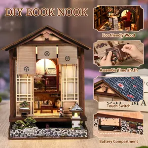 DIY Wooden 3D Puzzle House Kit, Miniature Building Model, Garden Lamp and Yard Set, Valentine's Day Gift, Craft Project