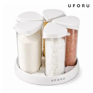 UFORU Rotating Grain Storage Jar, Five-Grain Rice Storage Container, Compact Divided Storage Box Ideal for home kitchens, features airtight moisture-proof design and transparent practicality. dealsforyou#SummerWins