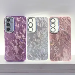 Mirror Surface Phone Case with Glitter Lens Protector, Anti-drop Cellphone Protective Cover, Fashionable Phone Accessories for Samsung A15/A25/A35/A55/A54