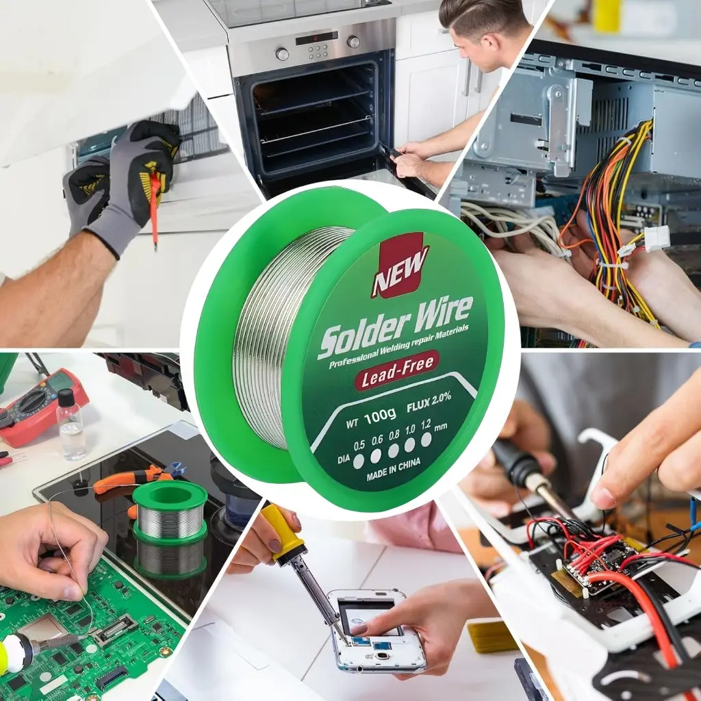 100g Lead-Free Solder Wire, Rosin Core, Sn99.3 Cu0.7, for Electronics, Car Repair, Home Welding DIY, Available in 0.6/0.8/1mm