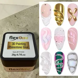 Flexone Brand 3 in 1 Non-Wipe Rhinestone Thick Gel Glue - Clear 20g for 3D Design & Rhinestone Adhesive