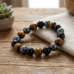 The Ultimate Triple Protection Triple Protection Crystal Bracelet - Natural Tiger's Eye, Black Onyx & Hematite Good Luck Charm