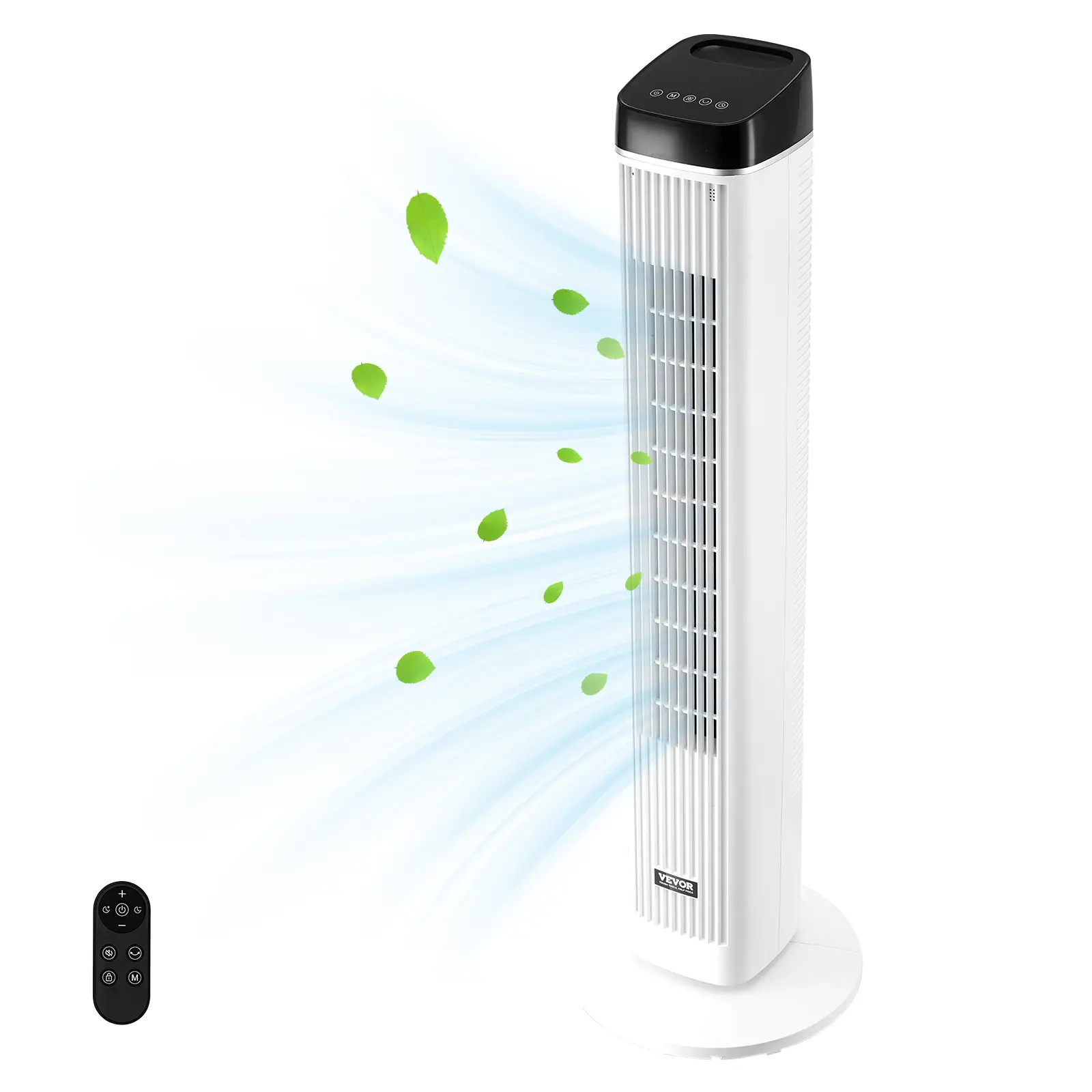 VEVOR Tower Fan, 22 ft/s Velocity Quiet Floor Clooer Fan, 70° Oscillating Fans for Indoors with 3 Speeds, 4 Modes, 12H Timer, Portable Standing Blade