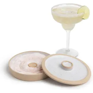 Ceramic Margarita Salt Rimmer with Lid - Cinco de Mayo Margarita Glass Rimmer - Home Bar Accessories for Tajin and Sugar - Rimmers for Drinks - Bartender Kit Tools - Professional Bar Decor