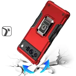 XPM For Google Pixel 10 / Pixel 10 Pro Hybrid Stand Magnetic Ring Holder Kickstand Heavy Duty Rugged Drop Silicone & Hard PC Shockproof RED
