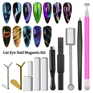11pcs Multifunctional Nail Art Powerful Cat Eye Magnet Set, Magnet Magnet Magnet, Cat Eye Nail Oil Glue Design Nail Art Tool,Nail Supplies,Nail Tools,Nail Art Tools,Back To School,Nails,Nail Tools For Press On Nails,Manicure Pedicure Tools