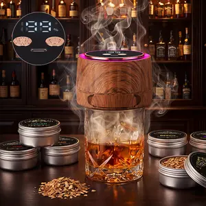 Father's Day Gifts Cocktail Smoke Kit Electric Bff Gifts with 6 Wood Chip Flavor Packs - Drink Aroma Enhancer for Whiskey Rum & Classic Cocktails lover - Built-in Battery Smoke Machine for Home Entertaining Gift-giving