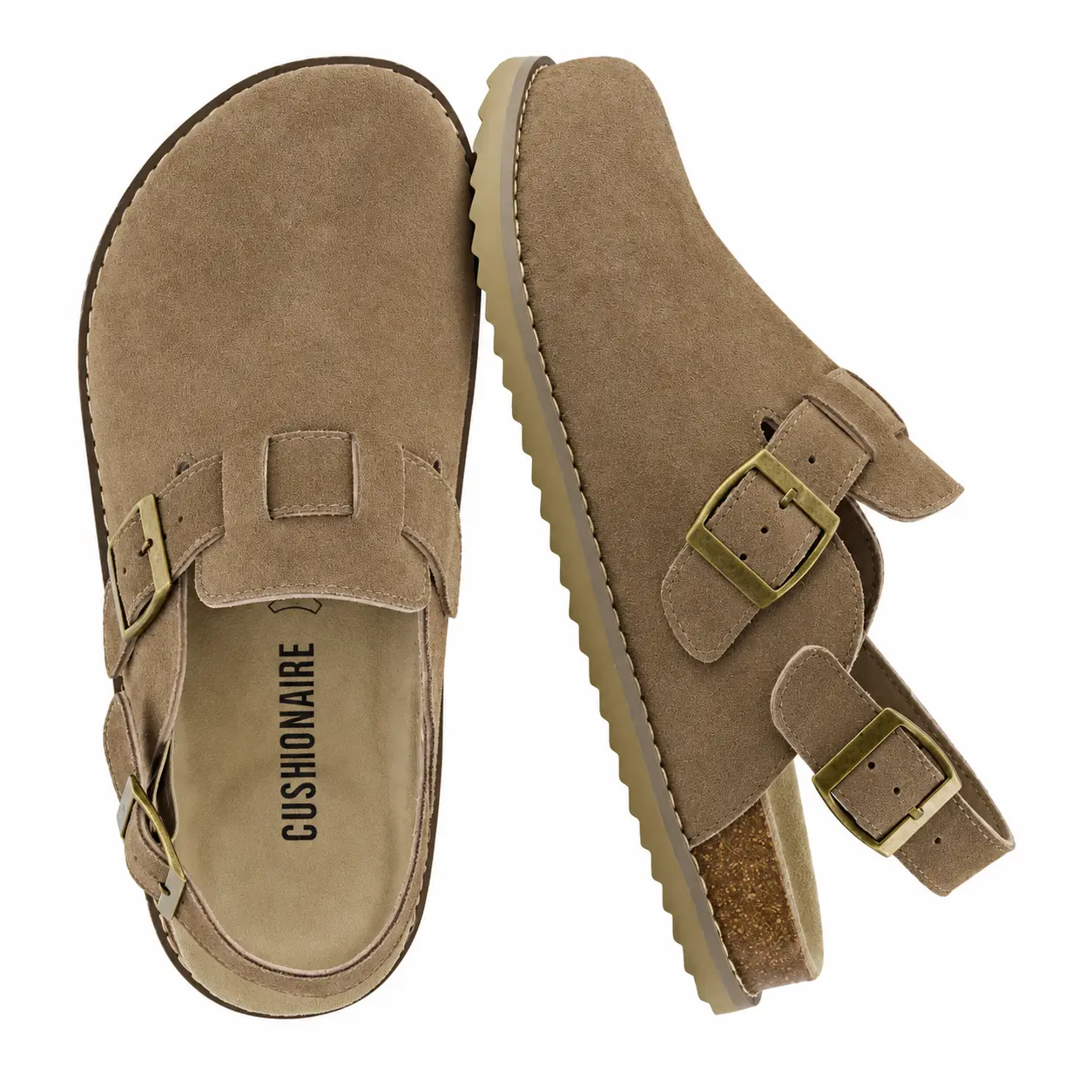 Cushionaire Brooklyn Genuine Suede Slingback Clogs for Women | Genuine Leather Casual Shoes for Women with Memory Foam Cushioned Insoles, Adjustable Back Strap