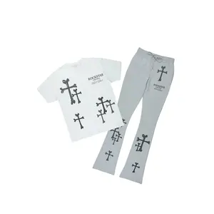Quanzina White/Heather Grey T-Shirt Stacked Track Set