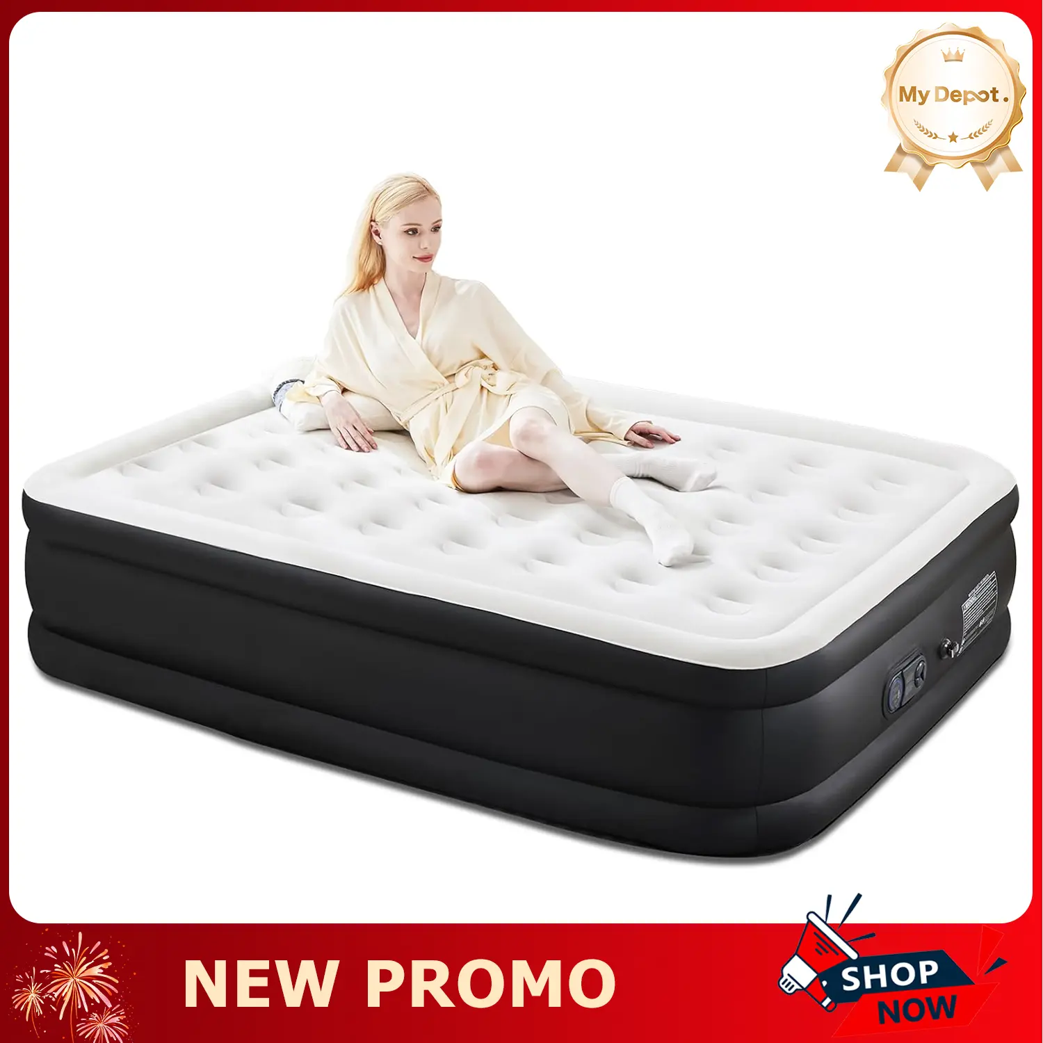 [Deal] Inflatable Camping Mattresses with Built-in Pump, Portable Self-Inflating Bed for Camping, Home Guest Use