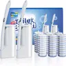 CLEALOM Disposable Toilet Brush with 60PCS Cleaner Refills, Wall Mounted Long Handle Toilet Cleaner Brush,Bathroom Cleaning System for Sink Bathtub Drain Wash Basin Urinal,Bathroom Cleaning Kit,Self Adhesive Holder Included