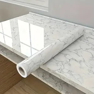 Oil-Resistant Wallpaper Sticker, Self-Adhesive Removable Wall Decal, Kitchen Bathroom Desk Furniture Sticker, Marble Backsplash Wallpaper, Waterproof Heat-Resistant Vinyl Film, Marble Pattern Wallpaper