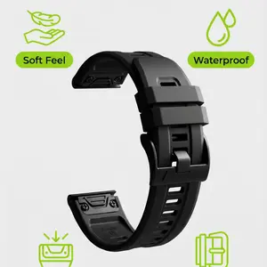 Quickfit Sports Watch Band, Smart Watch Straps, Waterproof Breathable Design, 22mm/26mm Silicone Strap, Compatible with Garmin Fenix Series, Durable Replacement