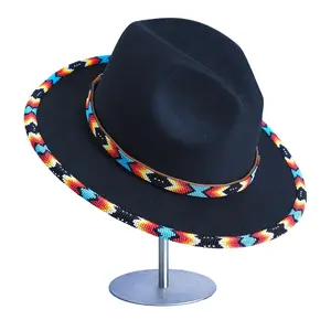 Black Dusk Pattern Fedora Hatband for Men Women Beaded Brim with Native American Style