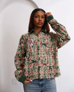 Green Troop Leader Rhinestone Flannel Shirt
