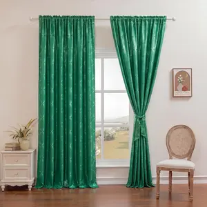 2 Piece Rhombus Three-Dimensional Pattern Jacquard Curtain, 52x90 Inches, Semi-Sheer, Rod Pocket Style, Premium Quality, Decorative, Suitable for Living Room, Bedroom, Study and Kitchen, DA02 Blackout Cloth