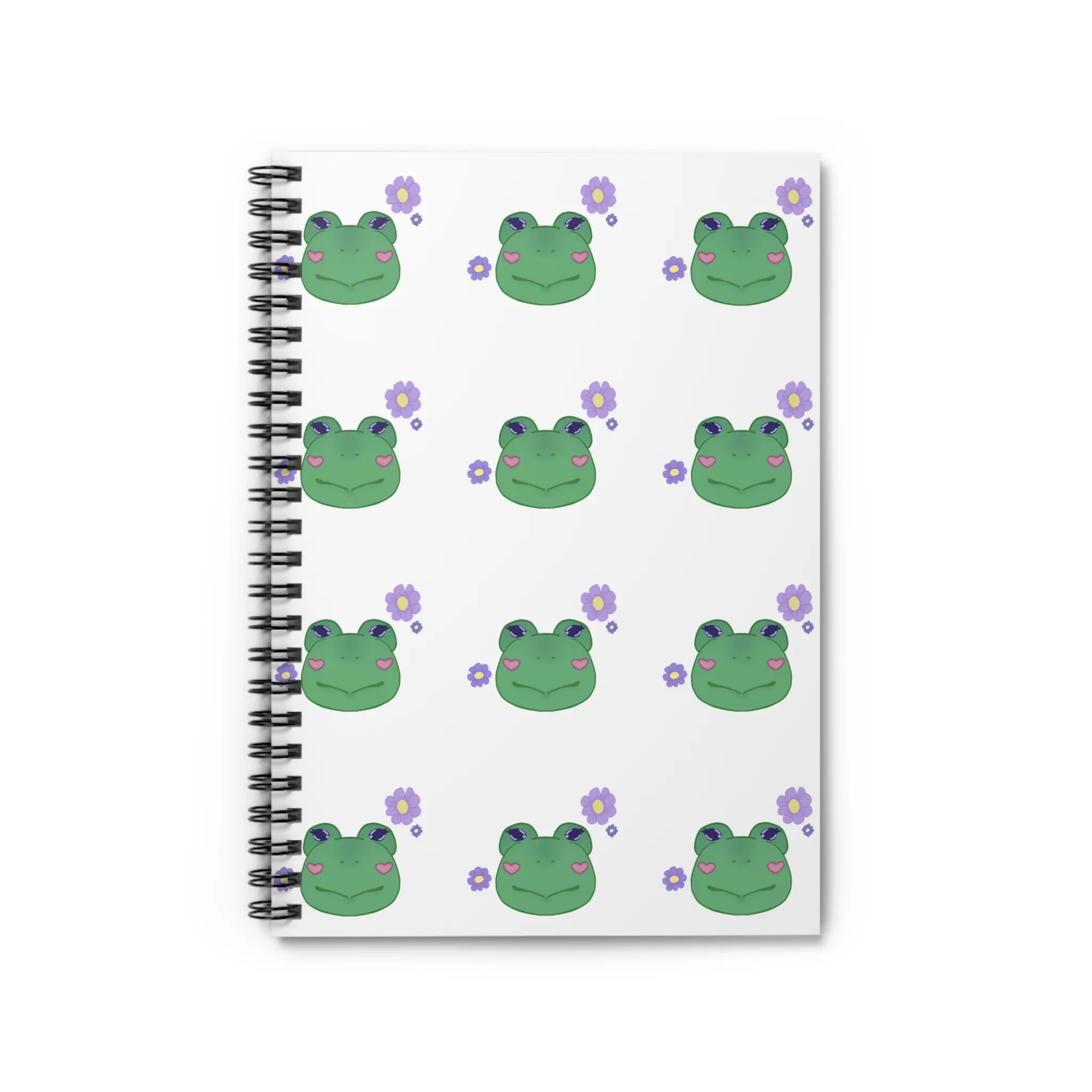 Frog Spiral Notebook - Ruled Line, Hand Drawn Frog Design, Cute Notepad for Frog Lovers, College Ruled Journal, School Supplies