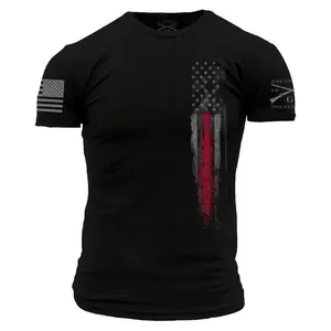 Red Line Flag T-Shirt - Black