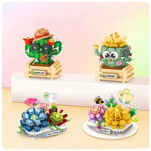 4 in 1 Plant Building Blocks Set - Cactus & Flower Creative STEM Toys, Colorful Succulent Model Kits for Kids Gifts, Educational DIY Fun Creative Plant Buddies Building Blocks: 4PCS Cactus & Flower Figures with Personality, Educational Construction Toys f