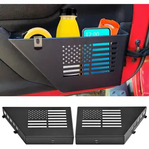 Metal Storage Boxes Compatible with 2007-2018 Jeep Wrangler JK JKU 2/4 Door, 2 Pack Front Door Side Insert Organizer Pockets for Jeep Saggy Net Replacement