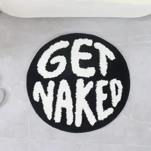 High-End Bathroom Rug, Fun 'get Naked' Round Mat, Soft Short Pile, Multi-Sizes, Easy Clean, Decorative Pad for Bedroom & Bath