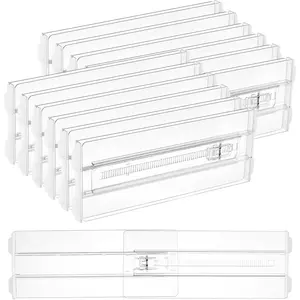 12 Pack Drawer Dividers for Clothes, 4" High 10.2"-16.5" Adjustable Expandable Dresser Drawer Organizer, Clear Plastic Separators for Dresser, Baby Clothing, Underwear, Cosmetic, Toiletries