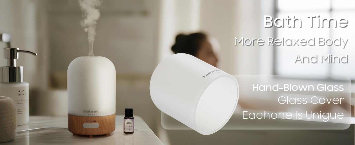 Essential Oil Diffuser Hand Blown Glass, 100ml Small Aromatherapy Diffuser, Auto Shut-Off Function, Ultrasonic Diffusers for Essential Oils, Cool Mist Humidifier with Warm White Lights(White) Essential Oil Diffuser Hand Blown Glass, 100ml Small Aromatherapy Diffuser, Auto Shut-Off Function, Ultrasonic Diffusers for Essential Oils, Cool Mist Humidifier with Warm White Lights(White)