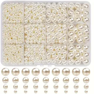 1320pcs 4/6/8/10 milli round pearl Rice white/pure white 12 box DIY beaded bracelet necklace Round colored beads, craft beads, round beads with hole thread, DIY bracelet, necklace, craft beads, Bead Assortment, Seed Beads