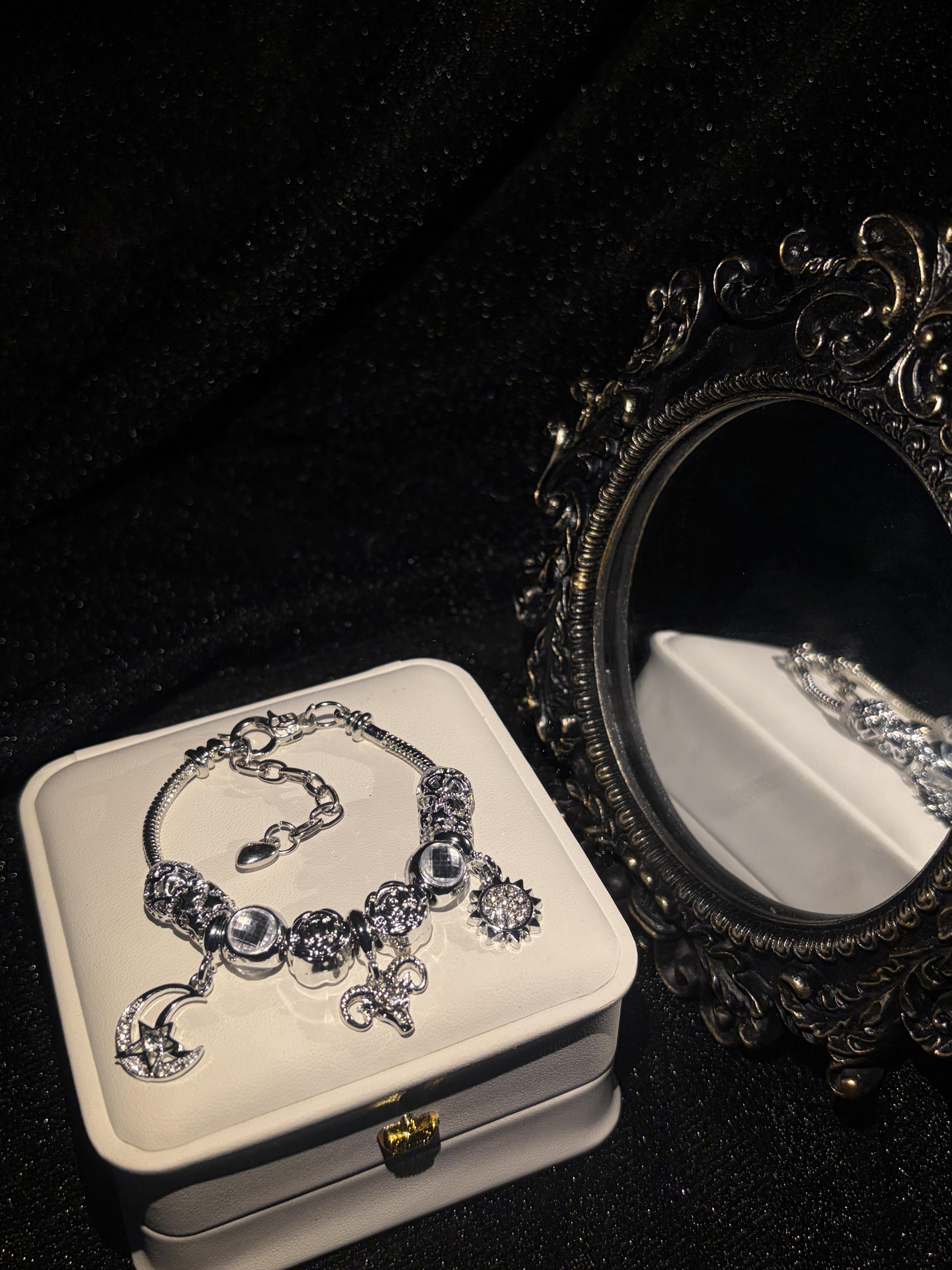 Stunning Silver‑Tone Sun Moon Zodiac Charm Bracelet Crystal Inlaid Constellation Pendant Bracelet Fashion Women Jewelry Birthday Gift Stunning Silver‑Tone Sun Moon Zodiac Charm Bracelet Crystal Inlaid Constellation Pendant Bracelet Fashion Women Jewelry Birthday Gift