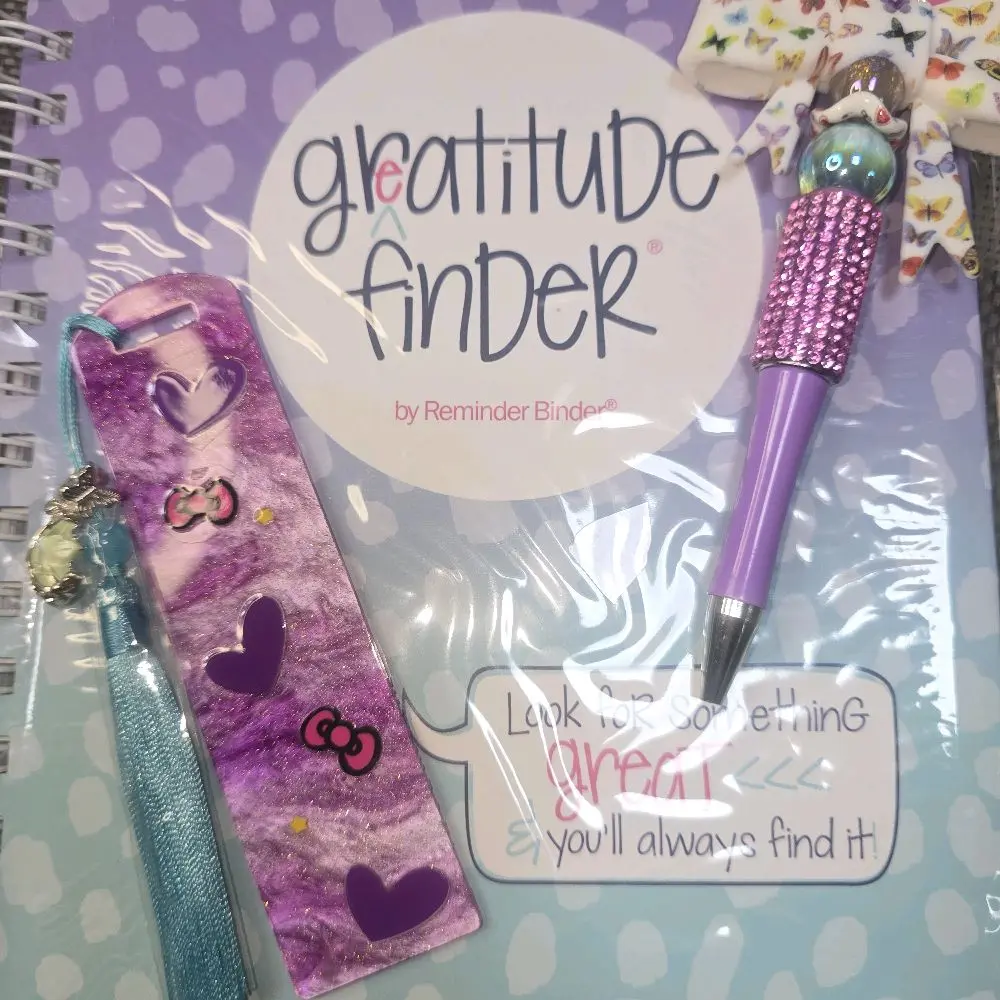 Gratitude Journal Gift Set with Beaded Pen and   Stylish Bookmark