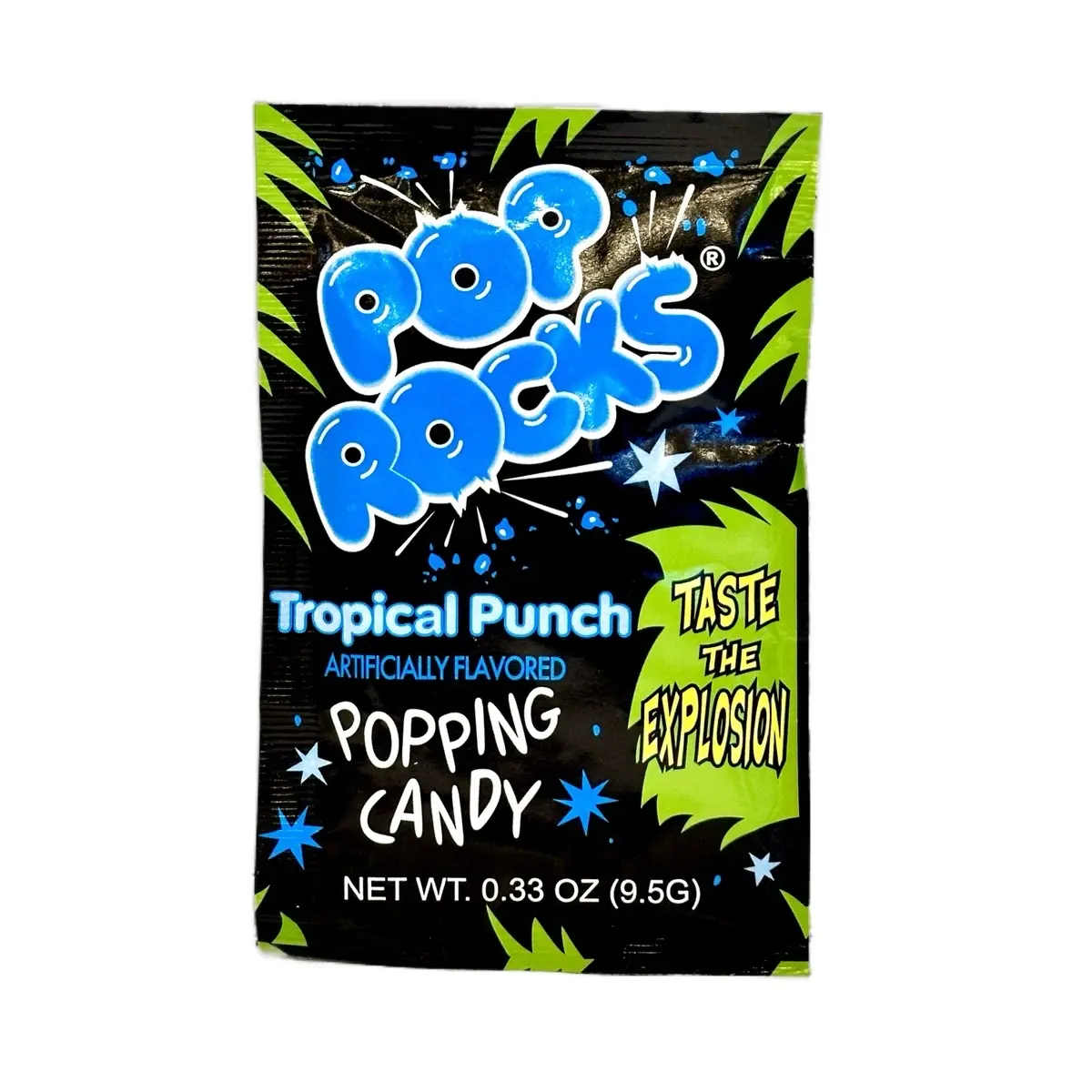 Pop Rocks Tropical Punch Colorful Candies, Sweet-Tangy, Caffeine-Free, Non-Fried Fruity Snacks with Popping Sensation, 0.33 oz Pack for Parties & Snacking