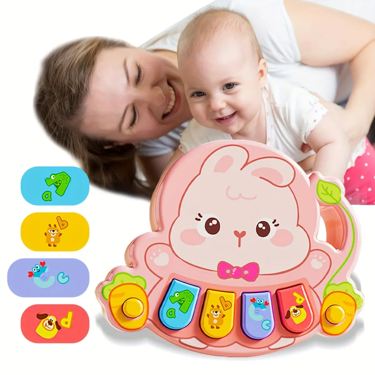 Interactive Animal Rabbit Music Toy Piano for Toddlers, Cute Safe Touch Game with Colorful Buttons, Perfect Birthday Gift for Unisex Children