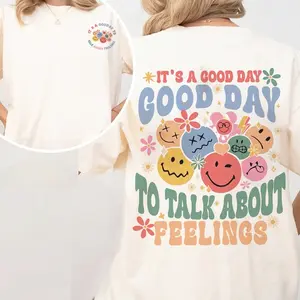 It's a Good Day to Talk About Feelings Mental Health Shirt primark top, Smiley Face Motivational Quotes Tee