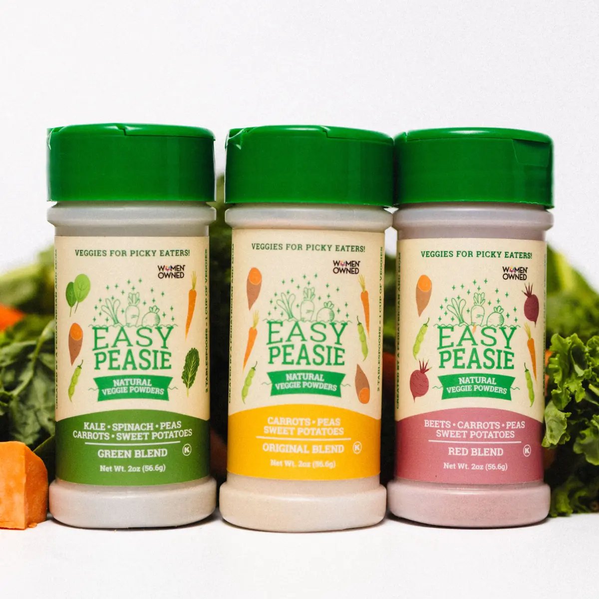 Veggie Powder for Picky Eaters | 3-Pack Shaker Jars (2oz each) | Easy Peasie