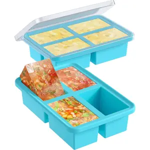 1 cup silicone freezer trays with lid 2 pcs ice cube freezer molds silicone ice cube tray easy meal prep silicone mold for soup and food storage