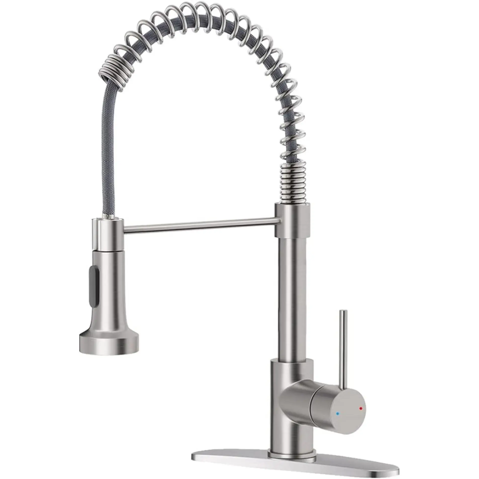 Kitchen Faucet with Pull Down Sprayer Brushed Nickel Stainless Steel Single Handle Pull Out Spring Sink Faucets 1 Hole Or 3 Hole Dual Function for Farmhouse Camper Laundry Utility Rv Wet Bar
