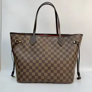 Pre-owned Louis Vuitton canvas Shoulder Bags neverfull mm size red capacity damier KY02367