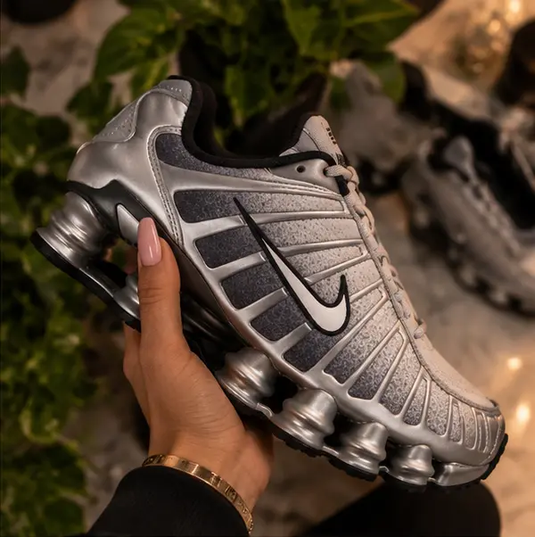 Men's Nike Shox TL Metallic Silver Running Casual Athletic Footwear, Sports Sneaker