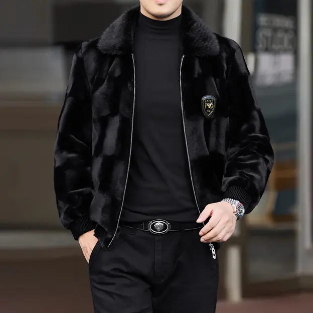 Men's Thickened Faux Fur Overcoat, Classic Warm Lapel Jacket, Winter Fashion Top for Menswear Outfits