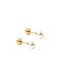 Screwback Stud Earrings - Payton Pearl White 5mm