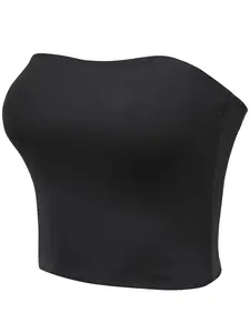 Women's Strapless Bandeau Double Layered Basic Casual Tube Top Cotton
